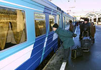 The special Aurora train will painted anew for St. Petersburgs 300th anniversary