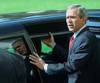 The president of the USA George Bush with his wife have arrived to Saint Petersburg