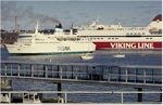 Tallink and Viking Line ferries in Helsinki, Finland.