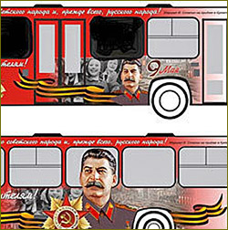 Stalin bus begins driving through St Petersburg