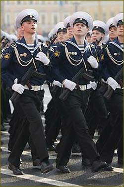 Russian naval cadet march through Palace Square