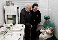 Mstislav Rostropovich and Galina Vishnevskay visiting the Child's House